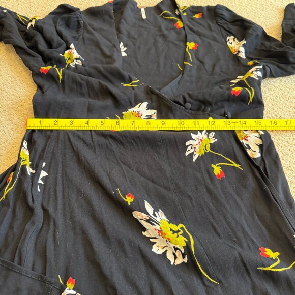 Free People Time On My Side Mini Wrap Dress Black Floral Boho SMALL #OB770151 - Picture 9 of 15